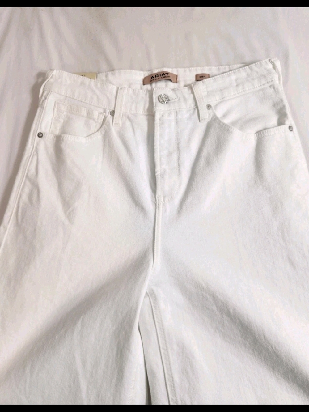 Ariat Wide Leg Jeans Women's Size 29 R White Ultra High Rise Stretch Crop NWT 54 - Picture 7 of 15